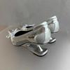 Silver Pointed-toe High Heels 2025 Spring and Autumn New Style Elegant Bow Shallow Mouth Floating Single Shoe Dress