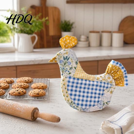 Adult Size Oven Mitt 1 Pc Handmade Quilted Chicken Mitt Heat Resistant Non-slip Glove Pot Holder Rustic Farmhouse Kitchen Gloves for Cooking Baking
