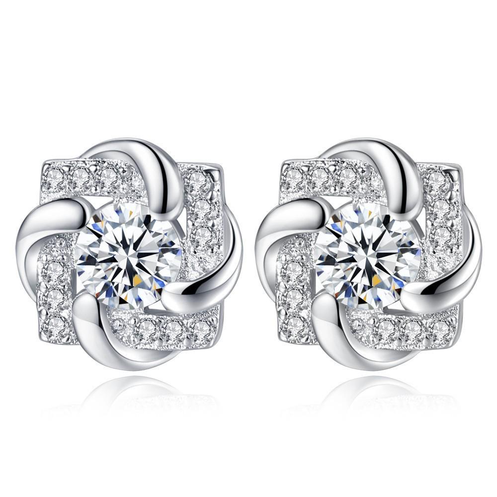 Sterling Silver S925 Zircon Six-Claw Earrings for Women