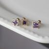 18K Gold Plated Earrings With Purple Zircon Square Cubic Zirconia Minimalist Geometric Ear Cuff Stud Women