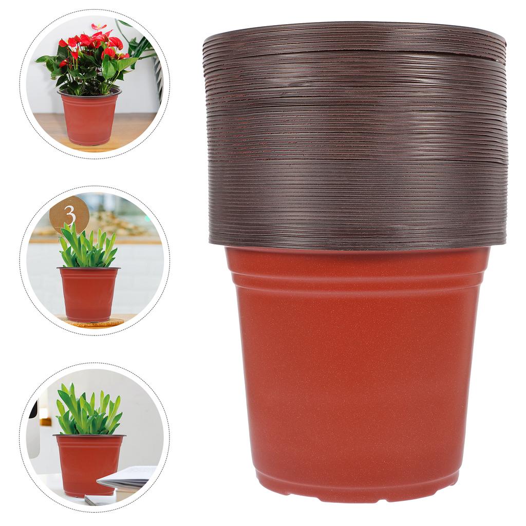 50 Pcs Large Plastic Flower Pots Seedling Starter Nursery Planter Containers Succulent Potting Garden Supplies Durable PP