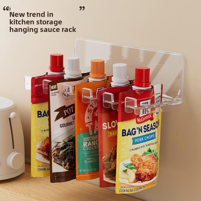 No punching wall-mounted seasoning clip rack, seasoning bag storage rack, wall hanging shelf storage