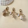 Oceanic Shell Alloy Keychain Pearls Accent Lightweight Versatile Purse Charm Jewelry Multi Functional Accessory