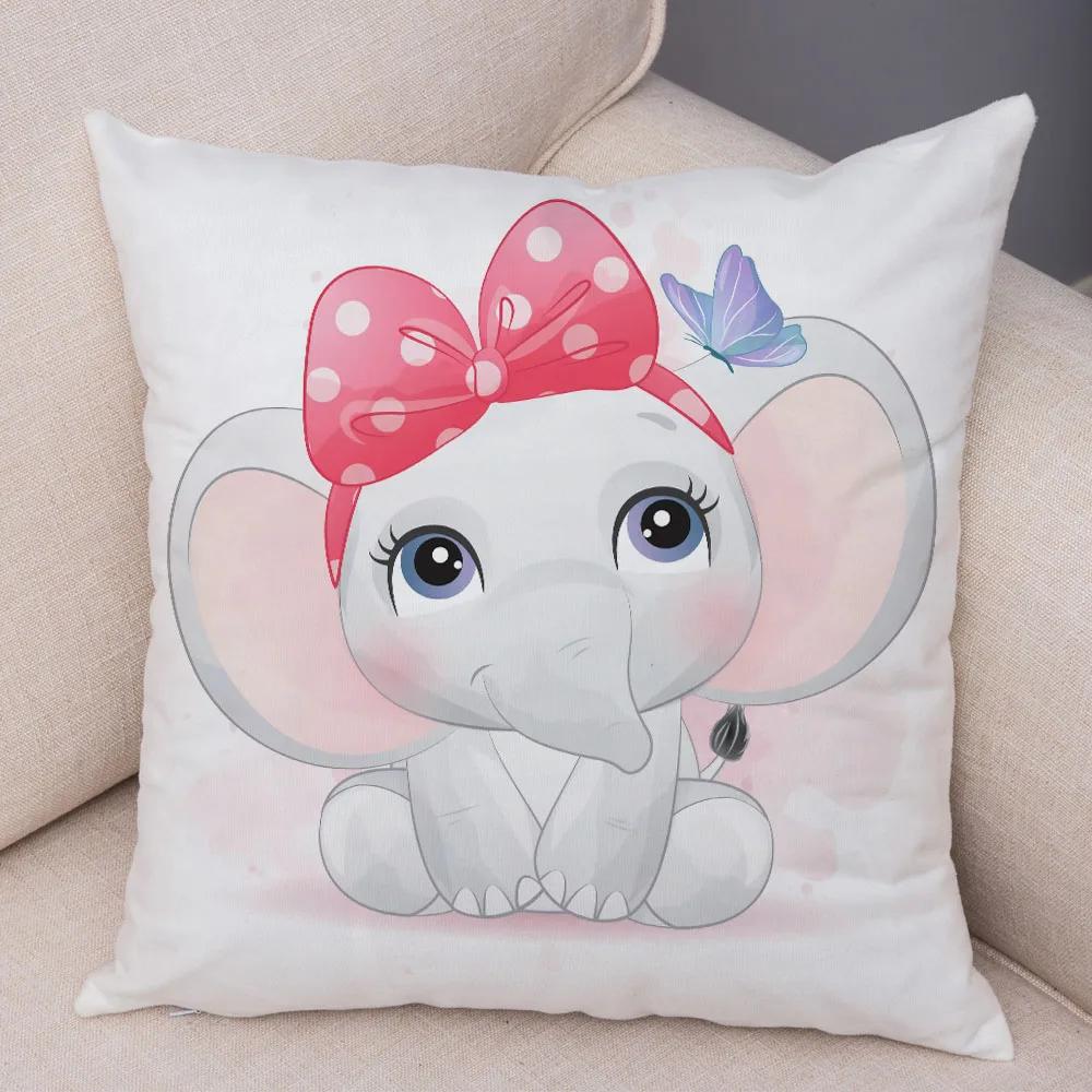 45x45cm Cute Giraffe Lion Cow Pillowcase Decorative Cartoon Animal Print Cushion Cover Children's Room Sofa Home