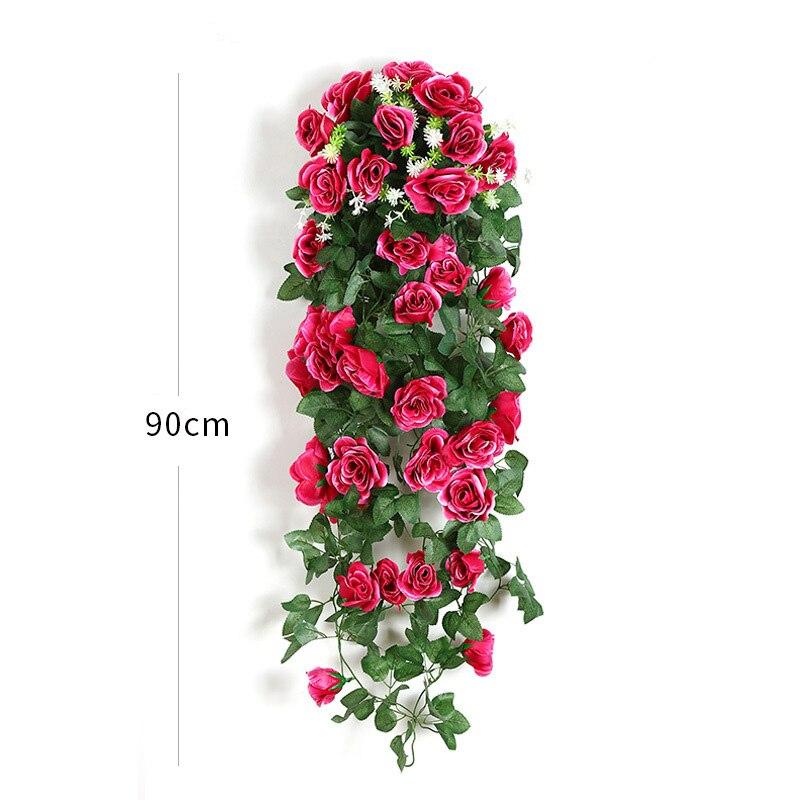 Artificial Rattan Vine Decoration Wall Hanging Roses Home Decor Wedding Door Christmas Fake Flower