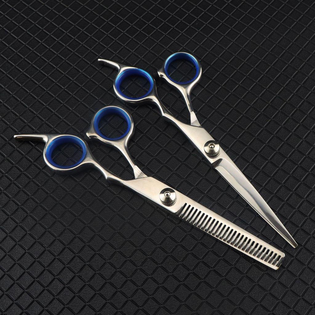 6.0-Inch Color Hairdressing Scissors Set: High Screw, Straight, Serrated, Thinning Scissors