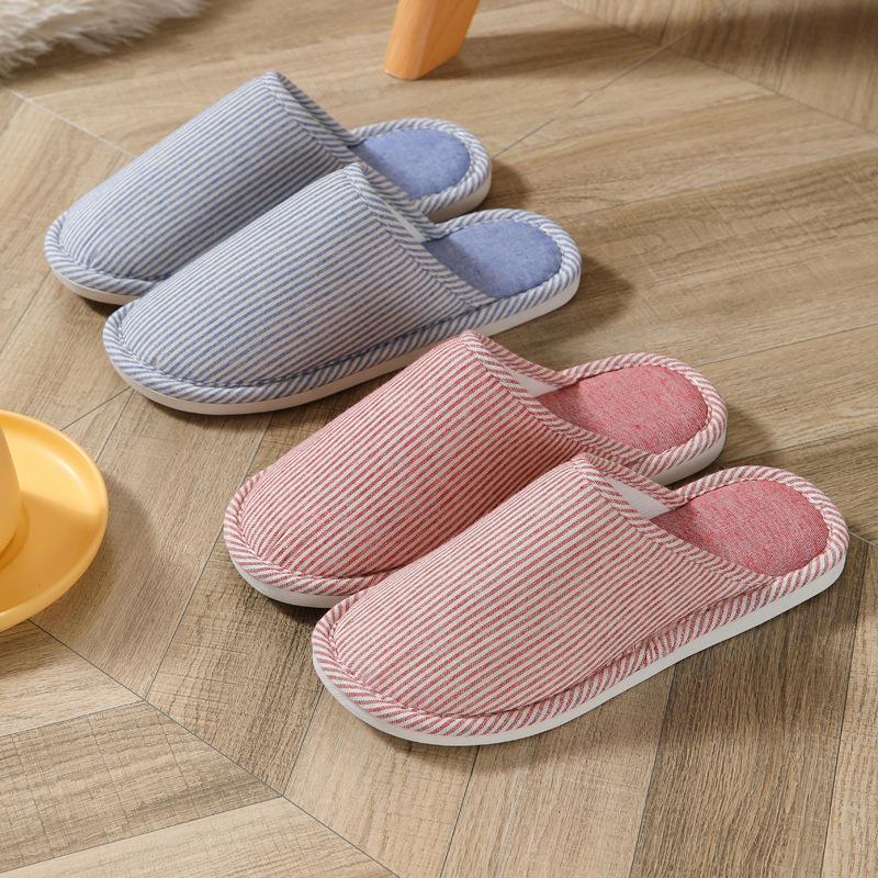 Four Seasons Cotton-Linen Closed Toe Slippers for Indoors - Unisex Home & Guest Footwear