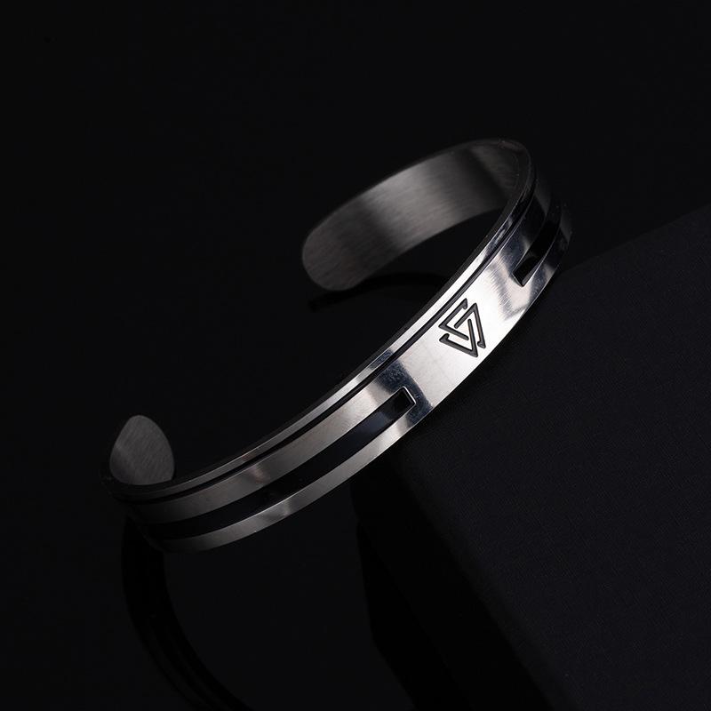 Vintage Bracelet Viking Odin Rune Letter Stainless Steel Open Bracelet Trendy Cool Couple Hand Jewelry