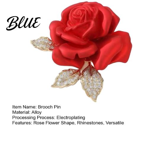 Decorative Brooch Accessory Alloy Pin Rose Flower Shape Shiny Rhinestones