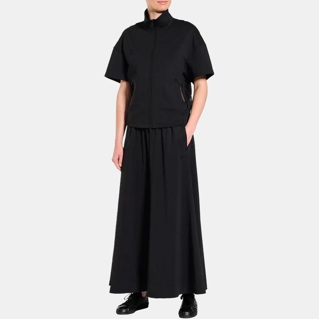 Y-3 Solid Color Stand Collar Slim Fit Zip Short Sleeve Jacket Women Jackets Black JN4984