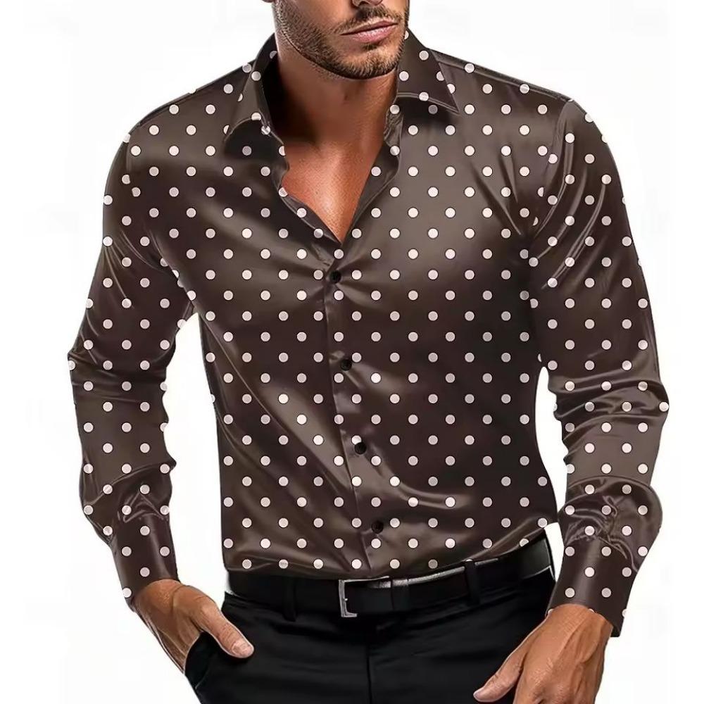 2026 Men's Geometric Round Dots Shirt Long Sleeve Fashion Casual Vacation Dailywear Summer Spring 3D Print Button Up Shirts