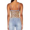 Women's Color Contrast V Neck Personality Leopard Print Halter Spice Sexy Halter Waist Slimming Vest Top