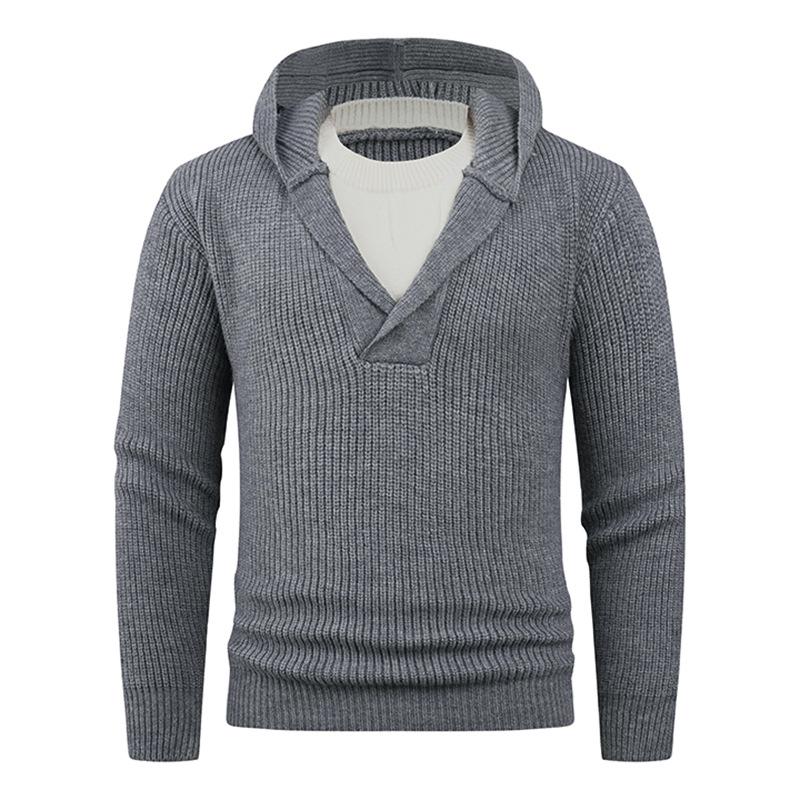 Jesień 2025 Męski Sweter Dzianinowy z Kapturem - Nowy Styl Modny Pulower