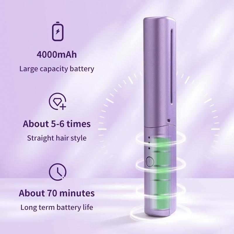 2-in-1 Mini Kabelloser Kamm für Glätteisen Lockenstab Temperatur einstellbar Negativ-Ionen Glättungs-Locken-Styling-Tool