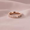 Japanese and Korean Simple Titanium Steel Ring Full of Rectangular Zircon Trendy Temperament Couple Ring