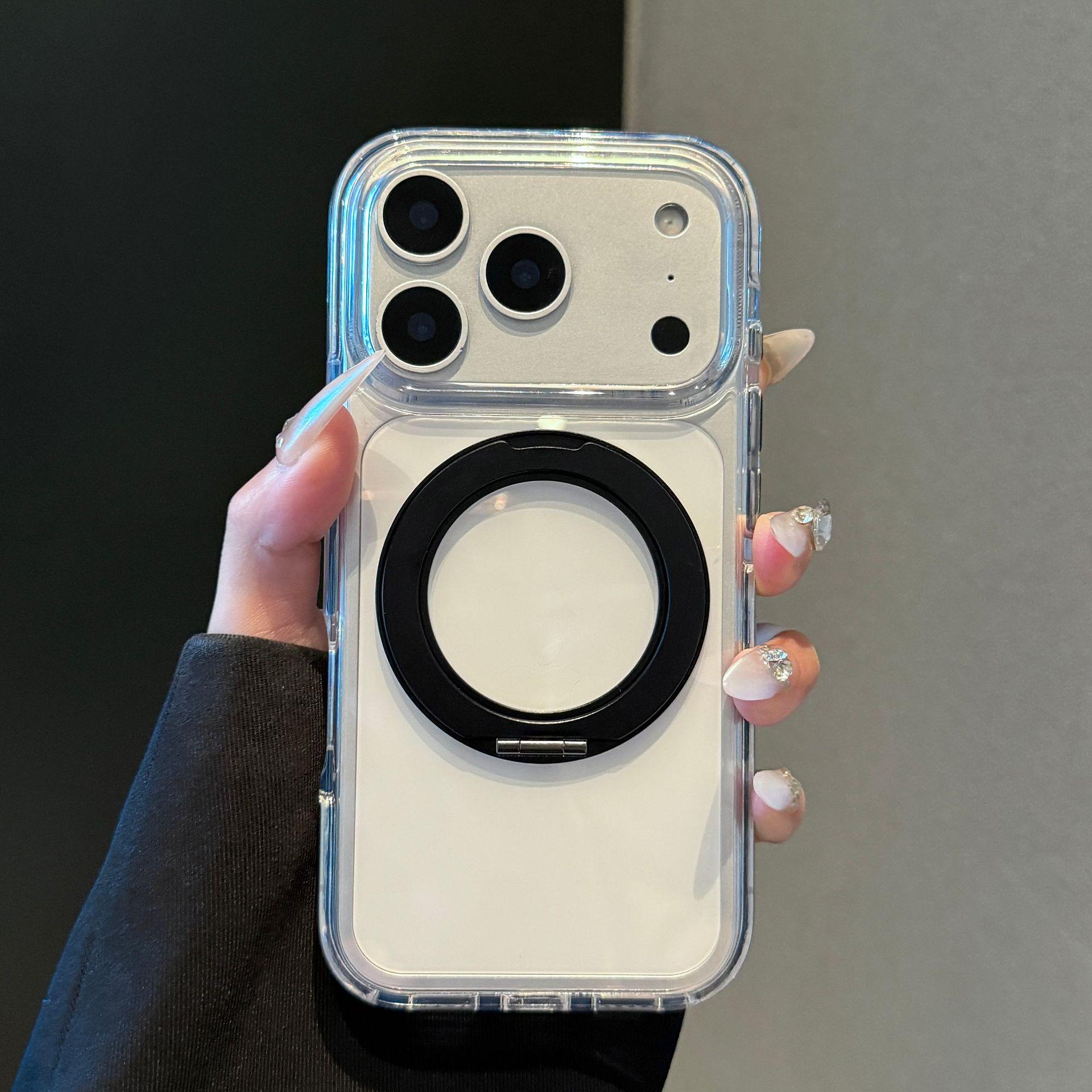 Rotating Magnetic Holder for iPhone 16/17 Promax Case with Transparent Airbag Design iPhone 17 Pro