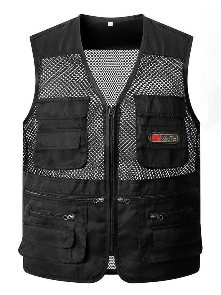 Chaleco de Malla Camuflado de Verano para Hombre con Múltiples Bolsillos Transpirable para Fotografía y Pesca