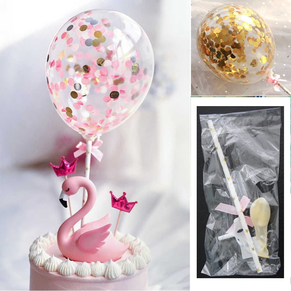 Balon Z Confetti Na Tort Czarny Topper