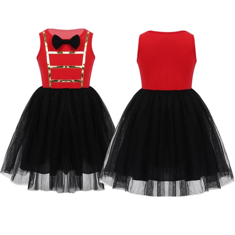 

Детское платье-туту из сетки без рукавов с бантом, костюм циркового конферансье на Хэллоуин, косплей, наряд 10-12 Years