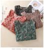 2025 Summer Floral Print Puff Sleeve Round Neck T-shirt