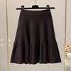 Foreign Elastic Waist Umbrella Skirt Short Autumn and Winter Half Skirt Women High Waisted Knitted A-line Short Skirt Female