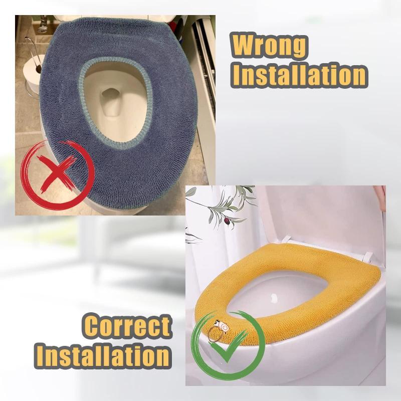 Thicker Bathroom Toilet Seat Cover Pads - Soft Warmer Toilet Seat Cushion Cover Stretchable Washable Cloth