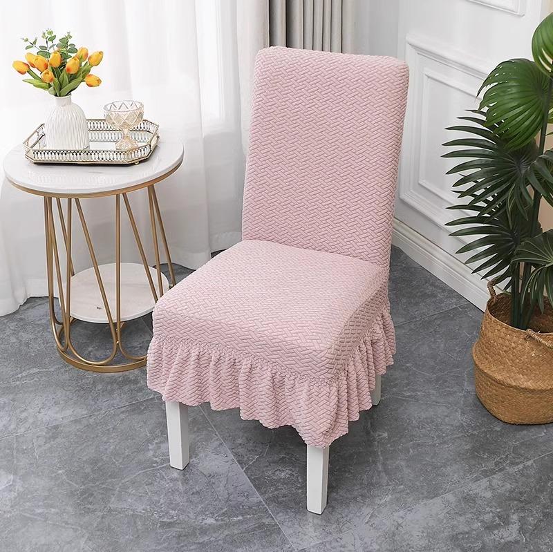 Skirt Dining Chair Cover Jacquard Elastic Soft Seat Cover Anti-dirty Stool Slipcover Suitable for Kit Pet Room Living Home Decor