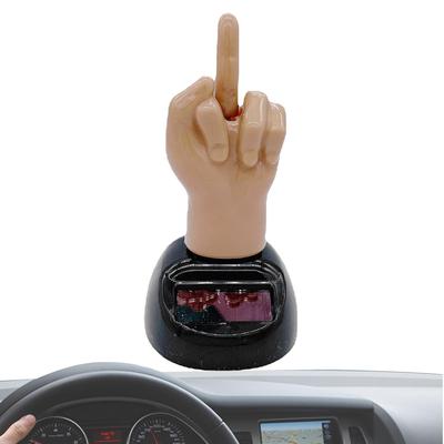 Neues Solarbetriebenes Mittelfinger-Schüttelndes Auto Armaturenbrett Tanzende Figur Spielzeug Kreative Auto Wackelköpfe Dekorative Verzierung