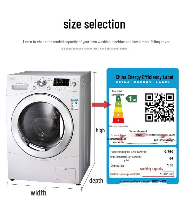 Waterproof Sunproof Cover for 10kg Fully Automatic Washing Machines