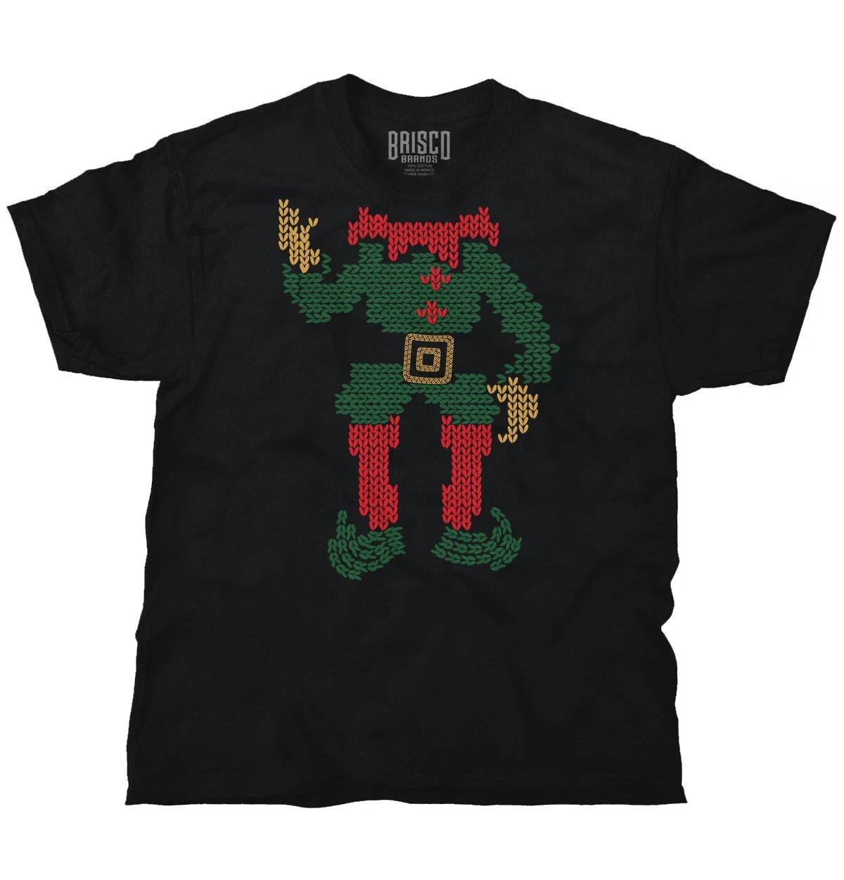 Santa Claus Elf Christmas Holiday Reindeer Adult Short Sleeve Crew T Shirt L
