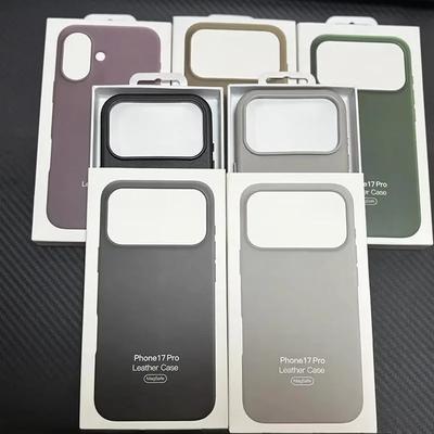 Zakelijke aanbieding: MagSafe leren hoesje voor iPhone 17 Pro Max Air 15 14 13 12 Originele hoes Draadloze oplaadcover 16 met doos