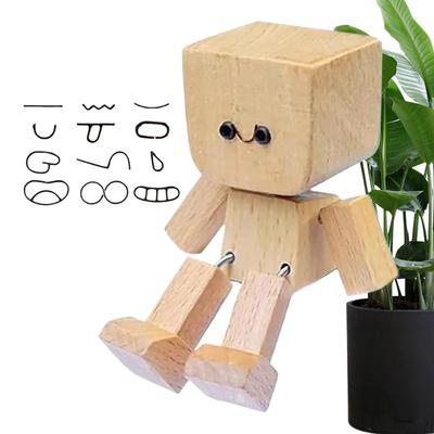 Dekoracja Deski Rozdzielczej Jescion, Huśtająca się Drewniana Lalka Dekoracja, Ruchome Artykulowane Drewniane Akcesoria Samochodowe z Urocze