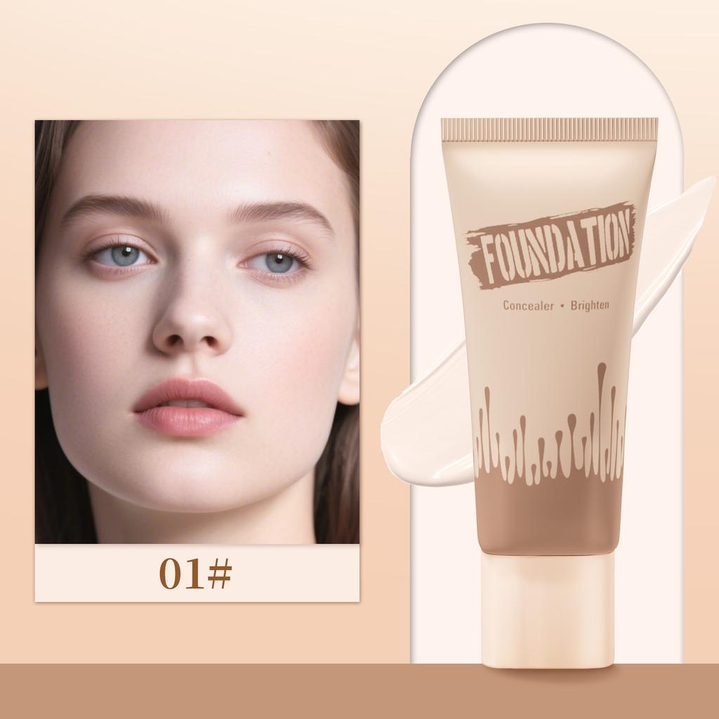 Full Coverage Foundation, Matte Finish Oil-control Liquid Foundation, Covering Blemishes and Dark Spot, Concealer Cream