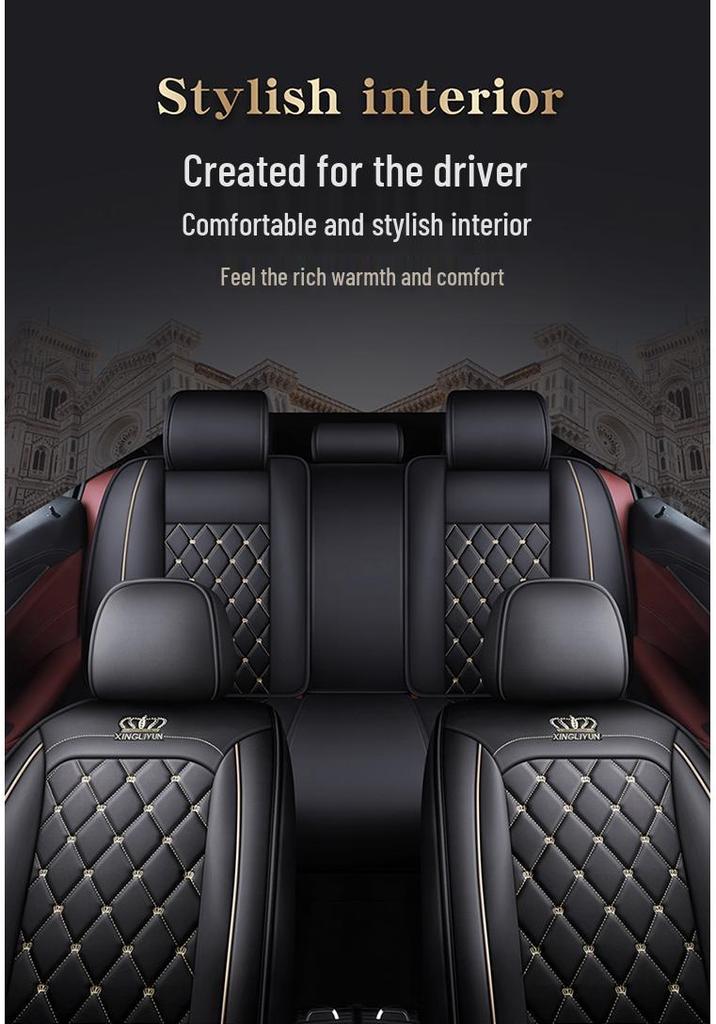 Dr. Jie European Style Full Leather Car Seat Cover - All-Season, Wear-Resistant, Universal Fit