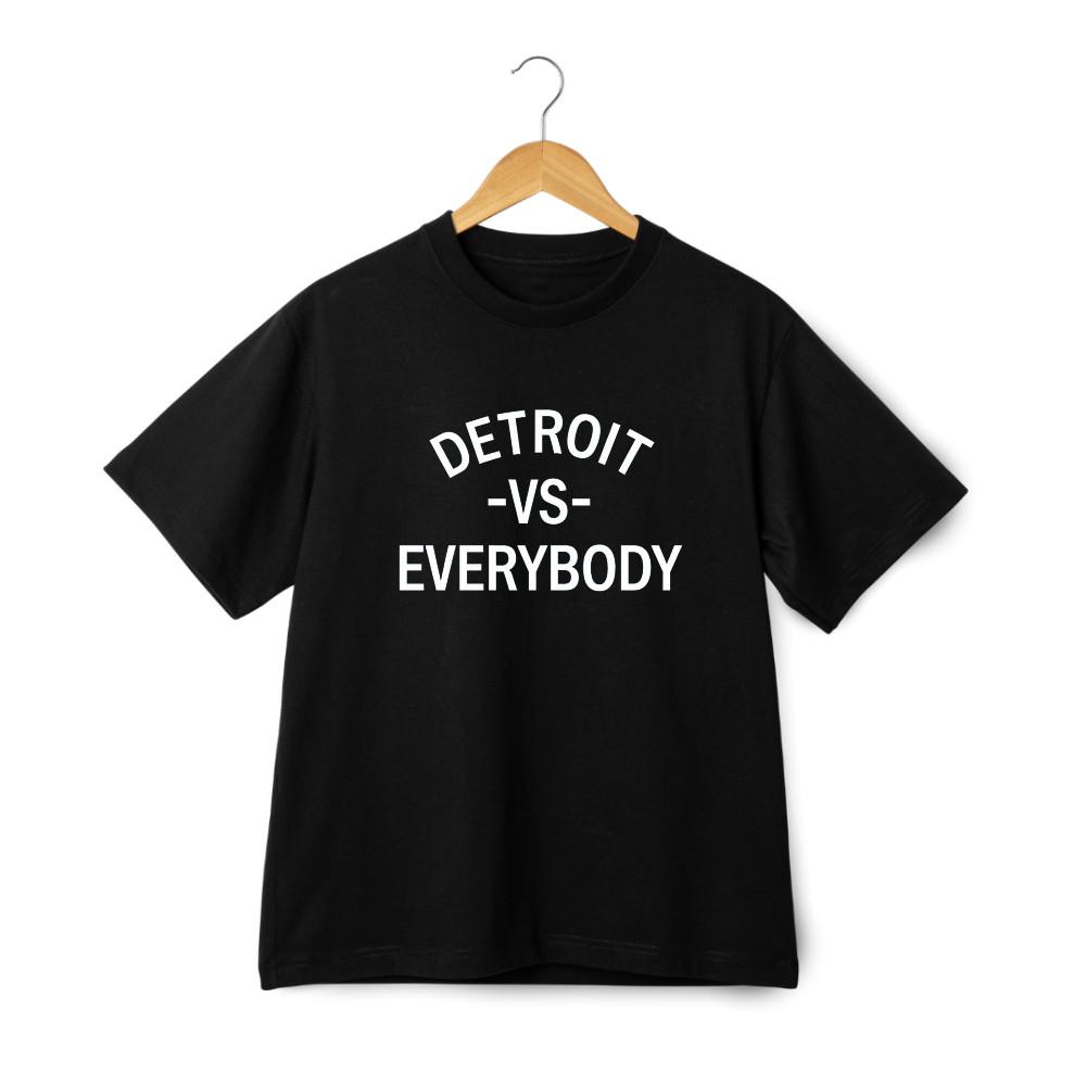 Detroit vs Everybody Print T-Shirt, City Pride Casual Tee S