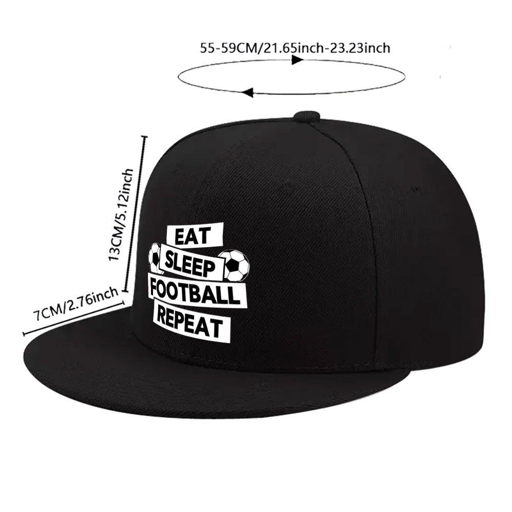 Eat Sleep Football Repeat Graphic Baseball Cap Polyester Unisex Snapback Hat Casual Street Style