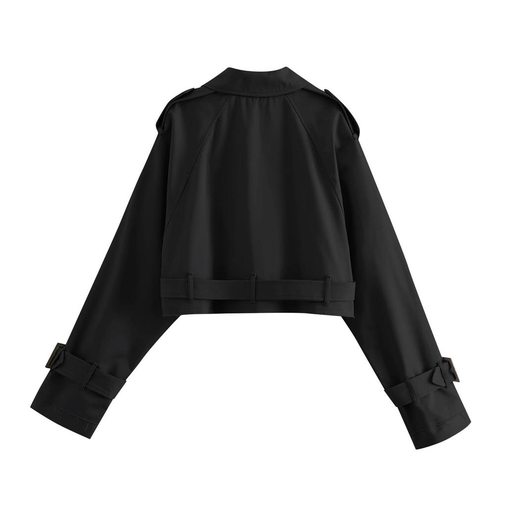 Women's Spring And Autumn Solid Color Long Sleeve Short Windbreaker Jacket