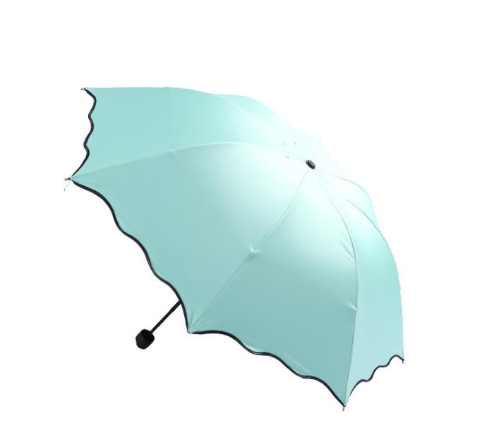 Automatic UV Three-Fold Umbrella - Black Glue Sun/Rain Protection with Printed Logo
