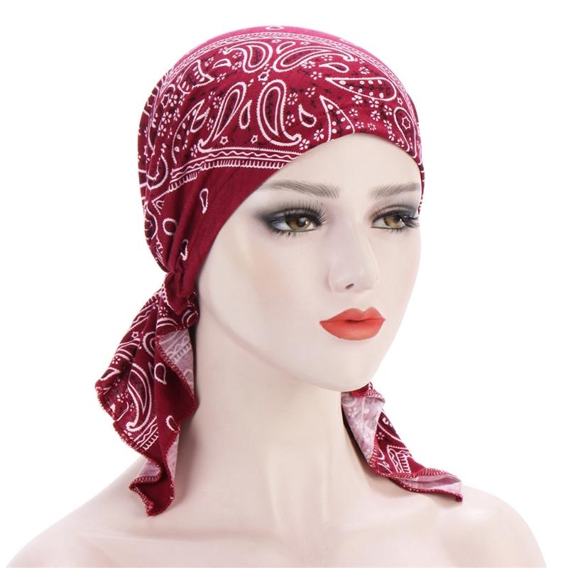Traditional Turban For Women Hijab For Women Hair Wrap Street Dance Head Wrap For Women Hijab Caps Floral Chemo Beanies