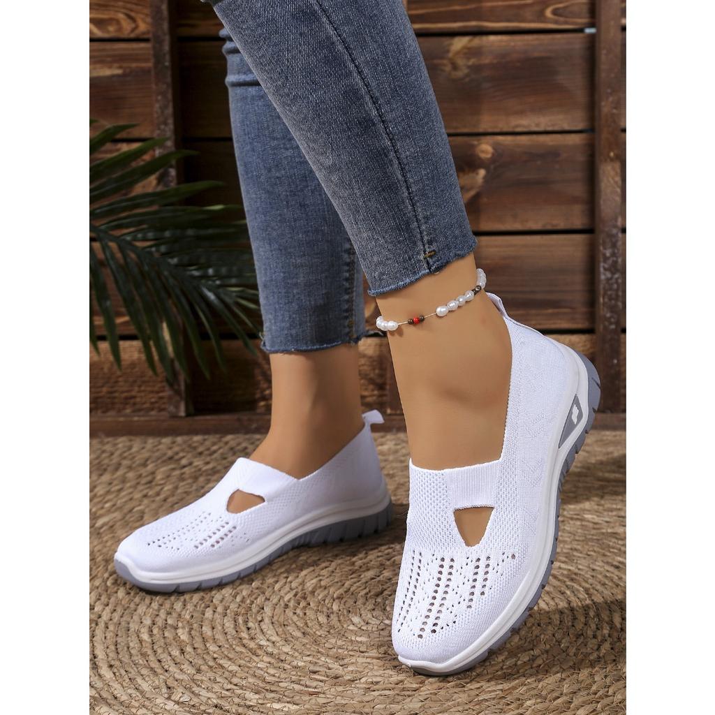 Modische und bequeme lässige Einzelschuhe in Übergröße mit atmungsaktiven, fly-gewebten Mesh-Schuhen mit Aushöhlungen, Ein-Fuß-Schuhe