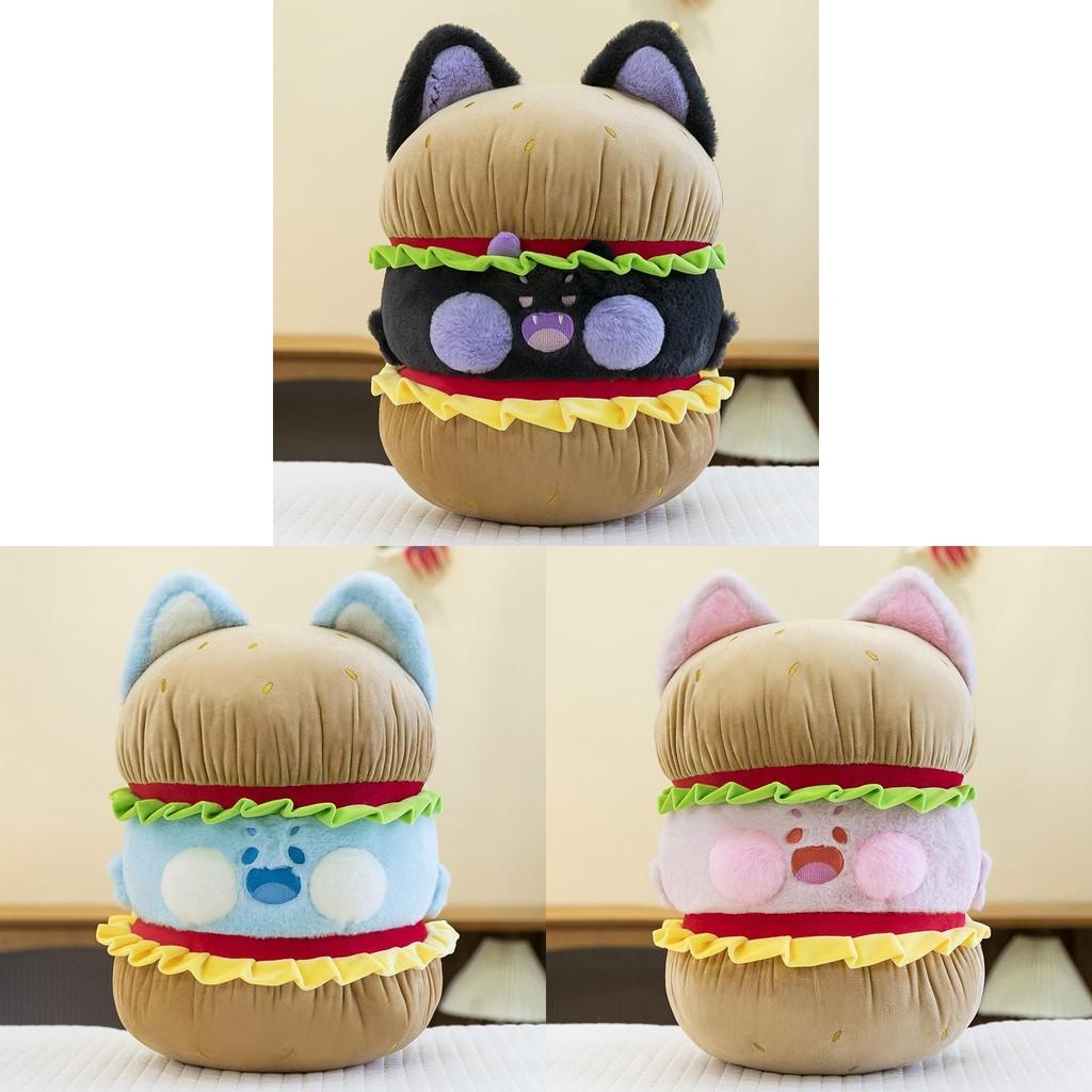 Cat Dudu Hamburger Plush Toy Stuffed Animal Food Design Decoration Pillow Gift