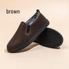 Old Beijing Men's Winter Fleece-Lined Slip-On Shoes - Thick, Soft Sole for Warmth and Comfort