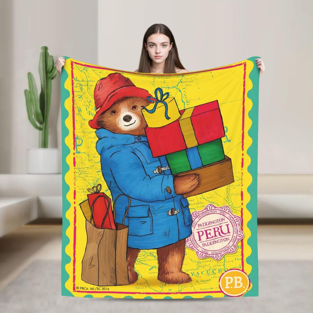 Blankets Britain Paddington Brown Bear Throw Blanket Flannel Bedspread For Couch Chair Sofa Bed Fluffy Sofa Bed Cover