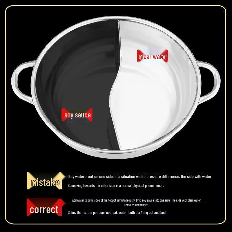 Stainless Steel Divided Hot Pot with Lid (32CM)