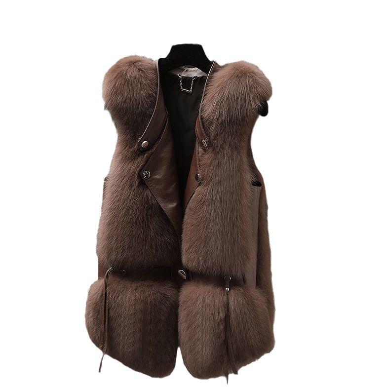 Fur jacket vest women's 2024 new winter short imitation fox fur vest Mao Mao vest fashion vest tide
