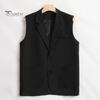 Men Suit Vest Lapel Sleeveless Two-Button Placket Business Waistcoat with Side Pockets Solid Color Casual Vest Coat