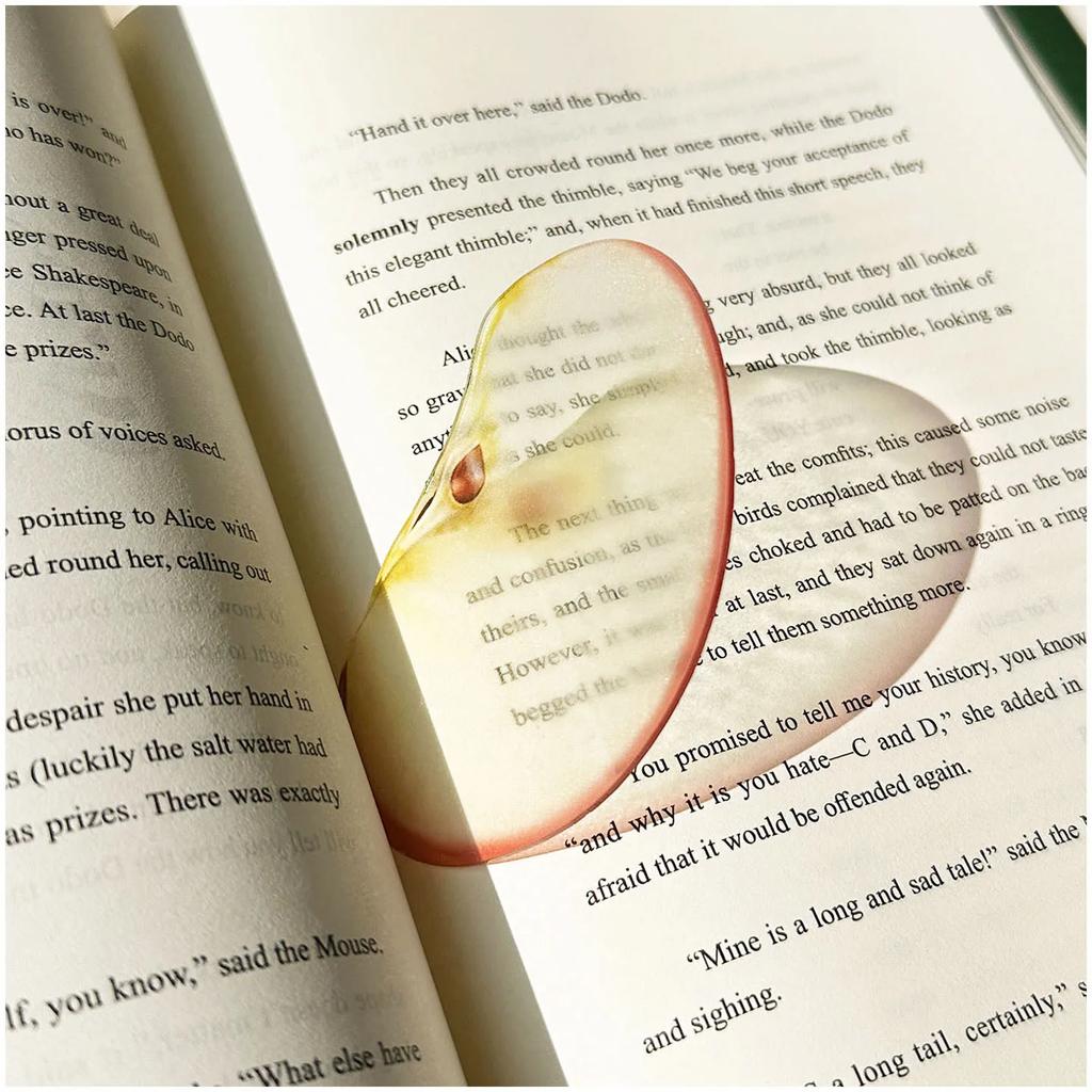 1pc Delicate Transparent Acrylic Simulation Apple Bookmark Reading Mark Student Gift Premium Feeling Cute Grape Tomato Bookmarks