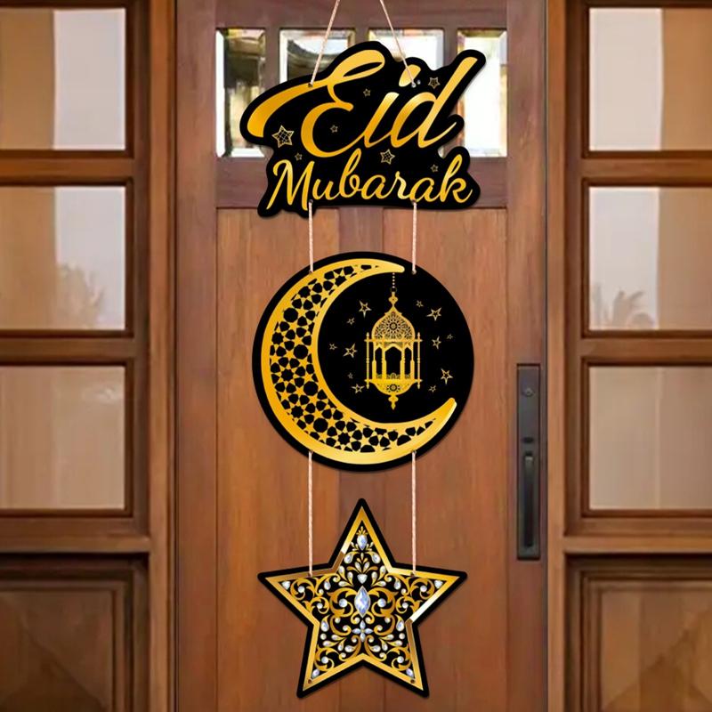Eid Mubarak Door Hanging Flag Ramadan Decor for Home 2026 Ramadan Kareem Mubarak Islamic Muslim Party Decor Happy Eid Al Adha