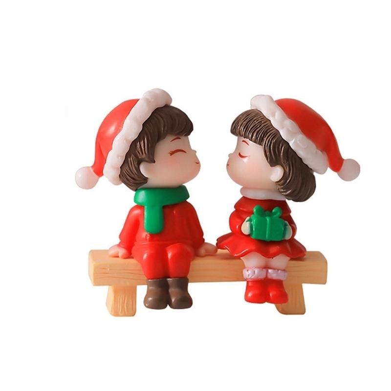 

Christmas Couple Statues Perfect Holiday Gift and Decorative Figurines for Home Office Car Party Supplies 1
