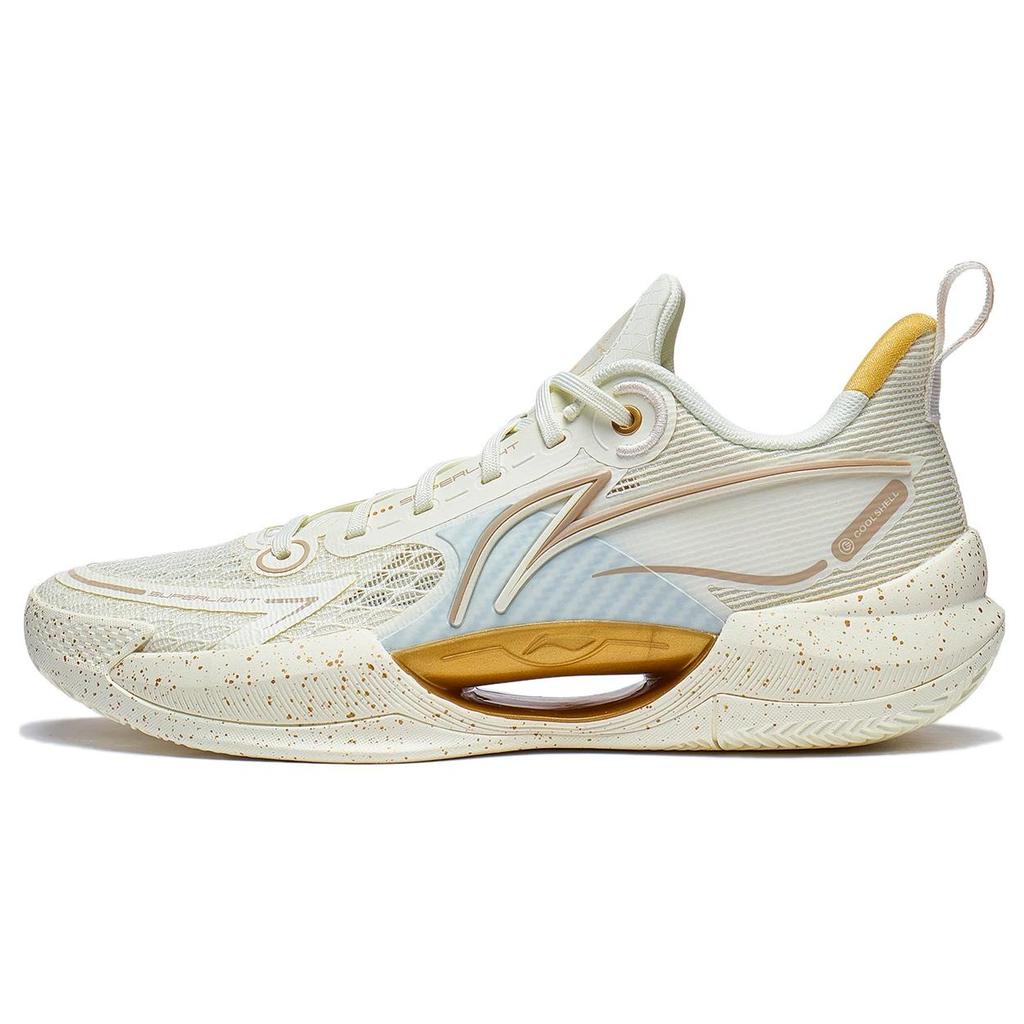 New LiNing Super Light V2 Breathable Support Cushioning Wear Resistant Rebound Low Top Basketball Shoes Men's Beige Brown ABAT029-2
